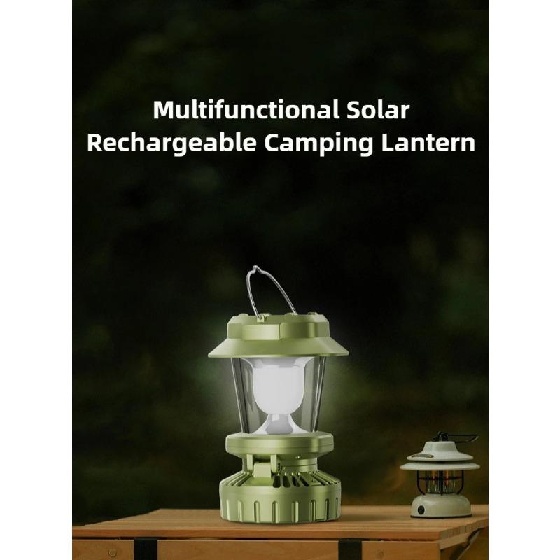 Barbecue fan camping light rechargeable tent environmental light outdoor portable emergency work light bright flashlight fishing hiking