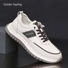 Fashion Golden Sapling Men White Leisure Shoes Outdoor Casual Driving Loafers Zapatillas Hombre Slip on Men's Genuine Leather Sneakers