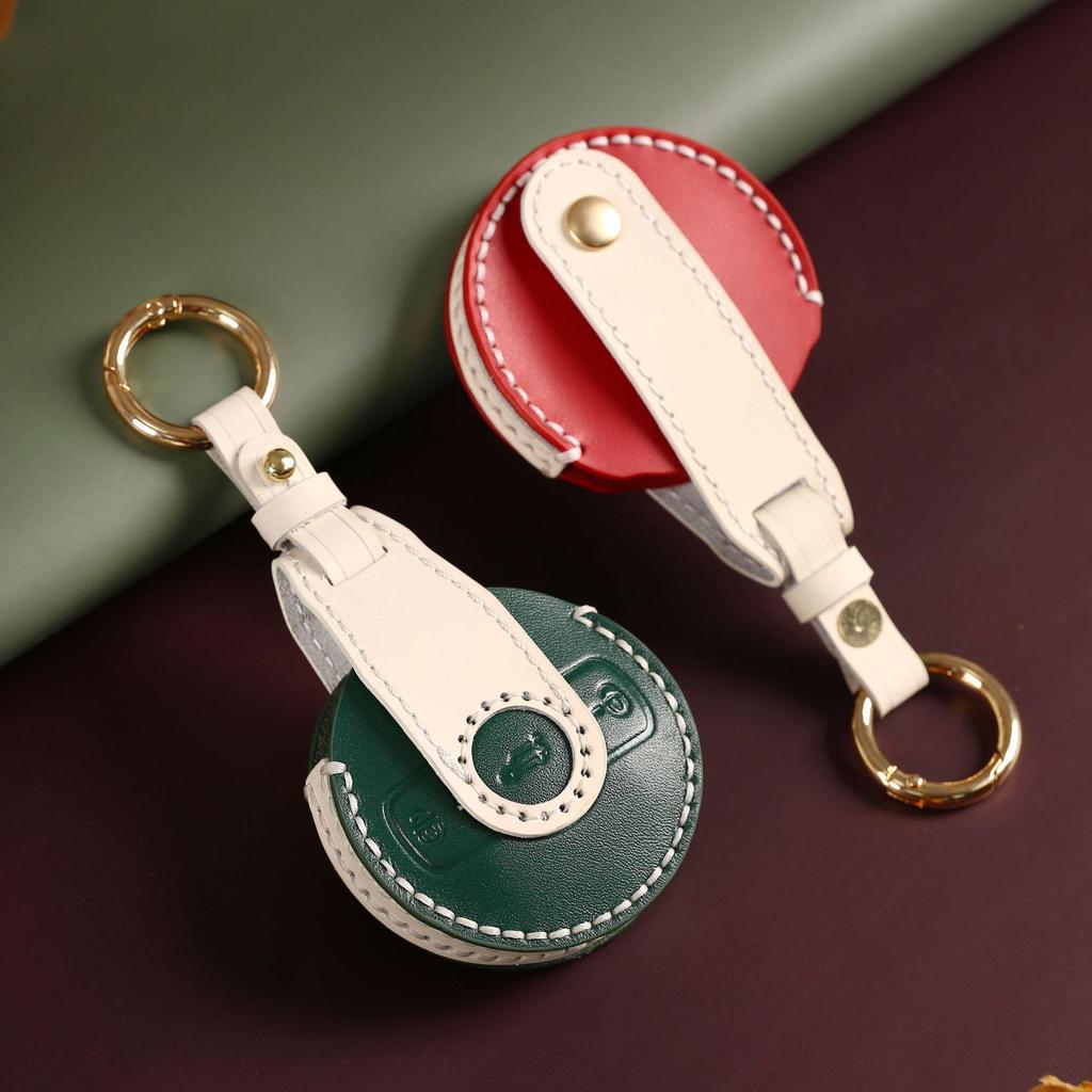 GUSHIBEI Genuine Leather Car Key Case Cover For Mercedes Benz SMART