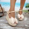 Women Sandals Fashion Bow Wedges High Heels Sandals Women Brand New Peep Toe Platform Sandals Casual Party Daily Woman Shoes