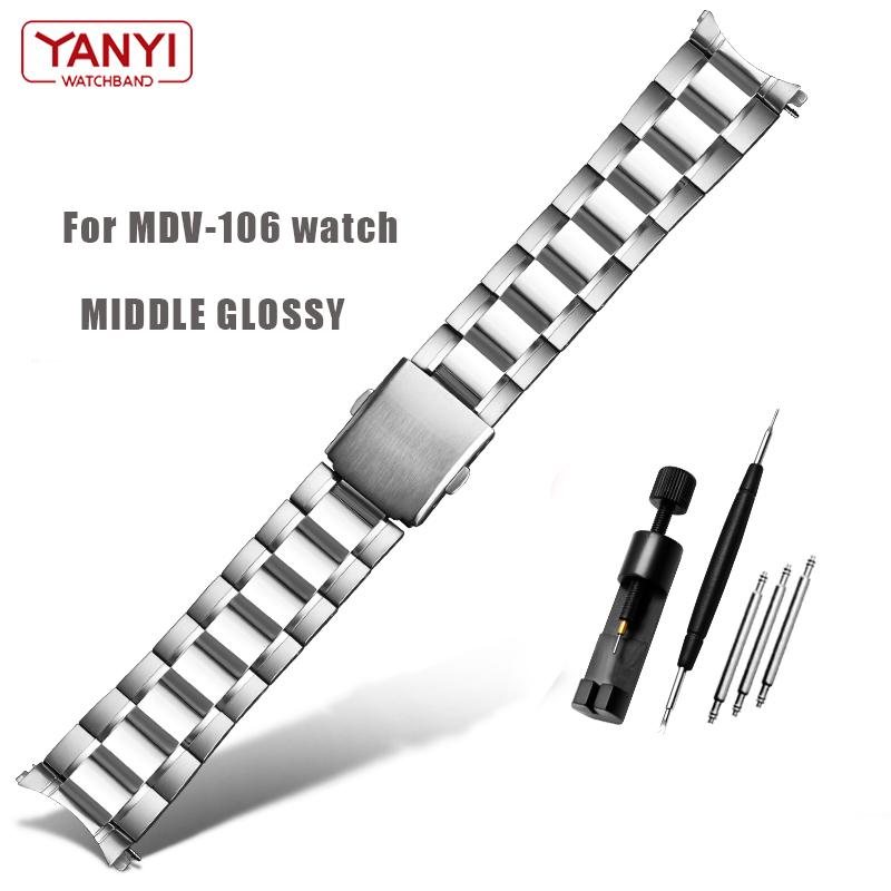 

Ремешок из нержавеющей стали для часов casio Swordfish MTP-1374 MTP-1375 MDV-106, ремешок для часов 22 мм, цельный стальной ремешок, часы с изогнутым концом 22mm