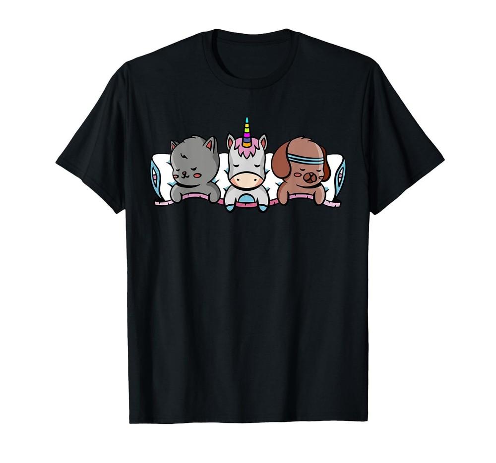 Unicorn Animal Sleeping Kitten Puppy Children T-Shirt