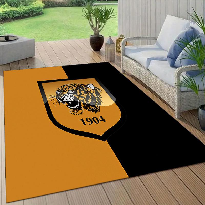 Hull City AFC Flannel Pattern Square Carpet,Area Rug,Carpet Rug for Living Room Bedroom Sofa Playroom Decor,Non-slip Floor Mat