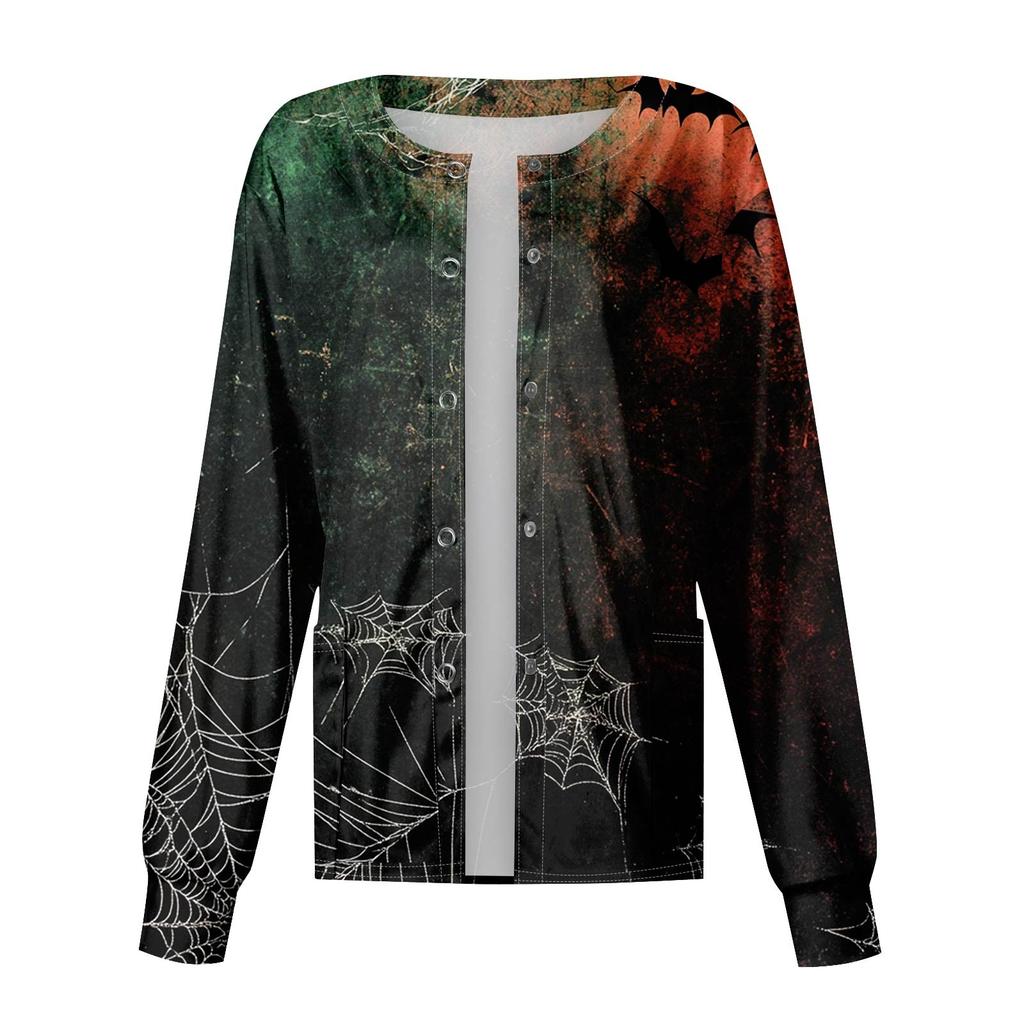 Dámské ležérní oblečení s dlouhým rukávem, jednořadové halloweenské oblečení s potiskem Cardigan Top oblečení Uniformy
