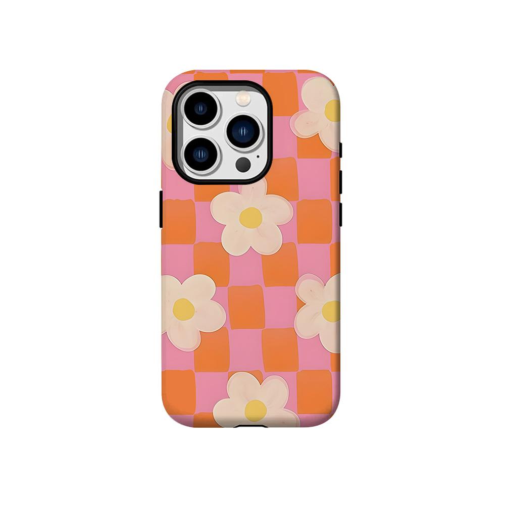 

Luxury Clmj Plaid Oil Painting Flowers Phone Case for iPhone 17 16 15 14 13 12 11 Air Pro Max Plus Luxury Double-layer Cover iPhone 12 ProMax