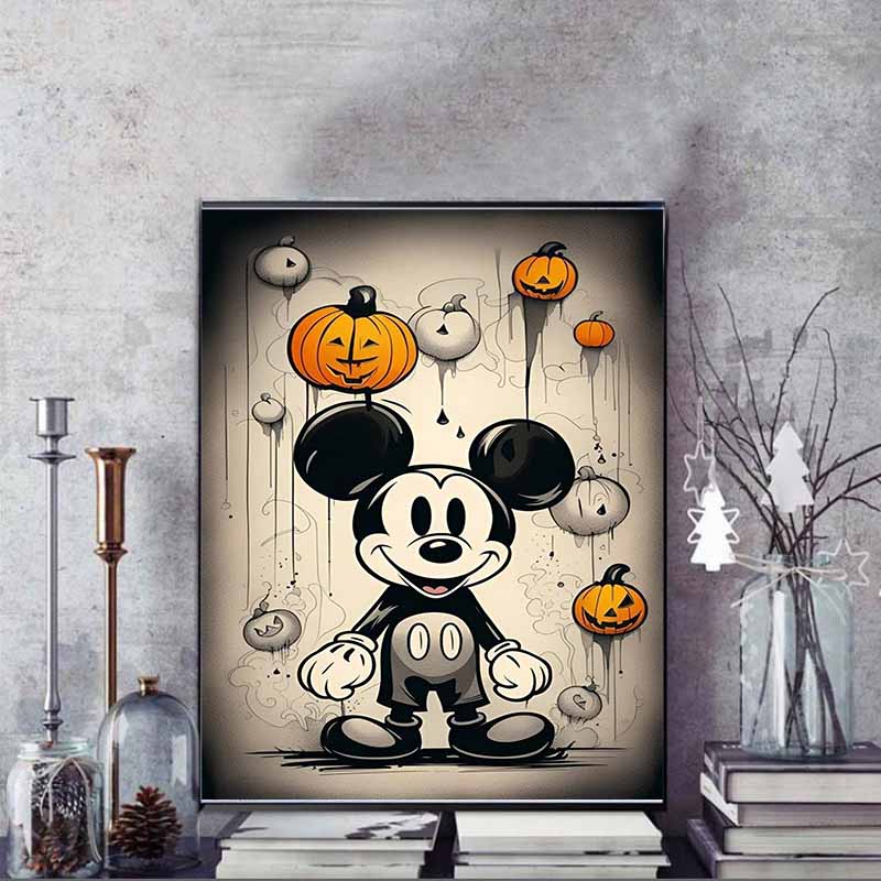 Disney Cartoon Diamond Painting Mickey Mouse Halloween Dark Trend Art Illustration 5D DIY Art Cross Stitch Kit Mosaic Embroidery Home Decor Gift