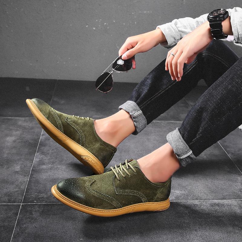 Brock shoes men's soft leather matte casual retro British tooling shoes large size suede leather shoes