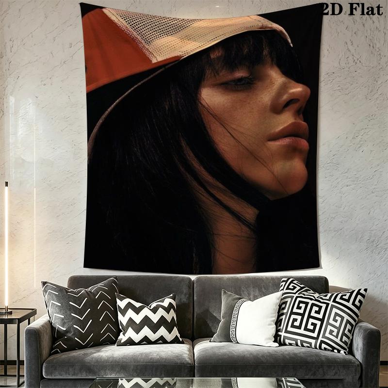 Billie Eilish Wall Tapestry Aesthetic Wall Hanging Printed Fabric Blanket Decorative Tapestries for Bedroom Living Room Home Decor