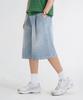 LEMAIN SECOND Bermuda Wide One-Pleat Denim Elastic Shorts [Light Wash]