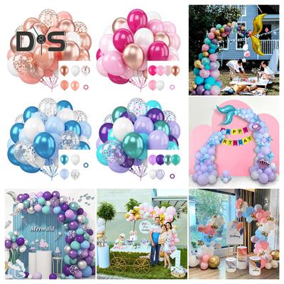 Conjunto de 50 balões de látex metálicos, balões de confete fáceis de montar, balões de festa com fita para crianças, aniversário, chá de bebê, casamentos, suprimentos