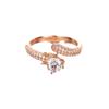 Russian Purple Gold Single Zircon Gemstone Ring, Simple Rose Gold-Plated Opal Four-Claw Ring Jewelry For Women