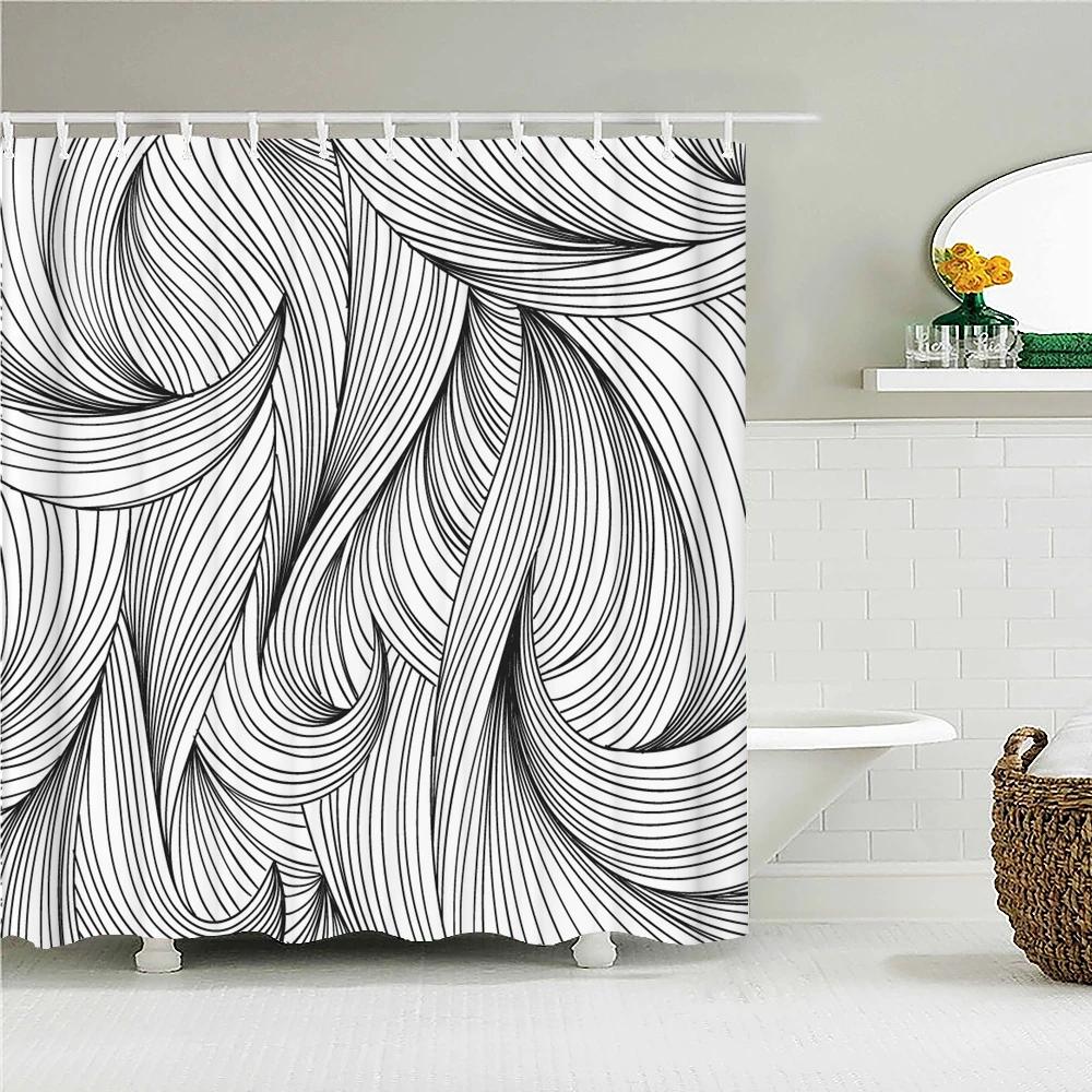 Waterproof Polyester Fabric 3D Bath Curtain Geometric Figure for Bathroom Curtain Shower Curtain Long 180*200cm