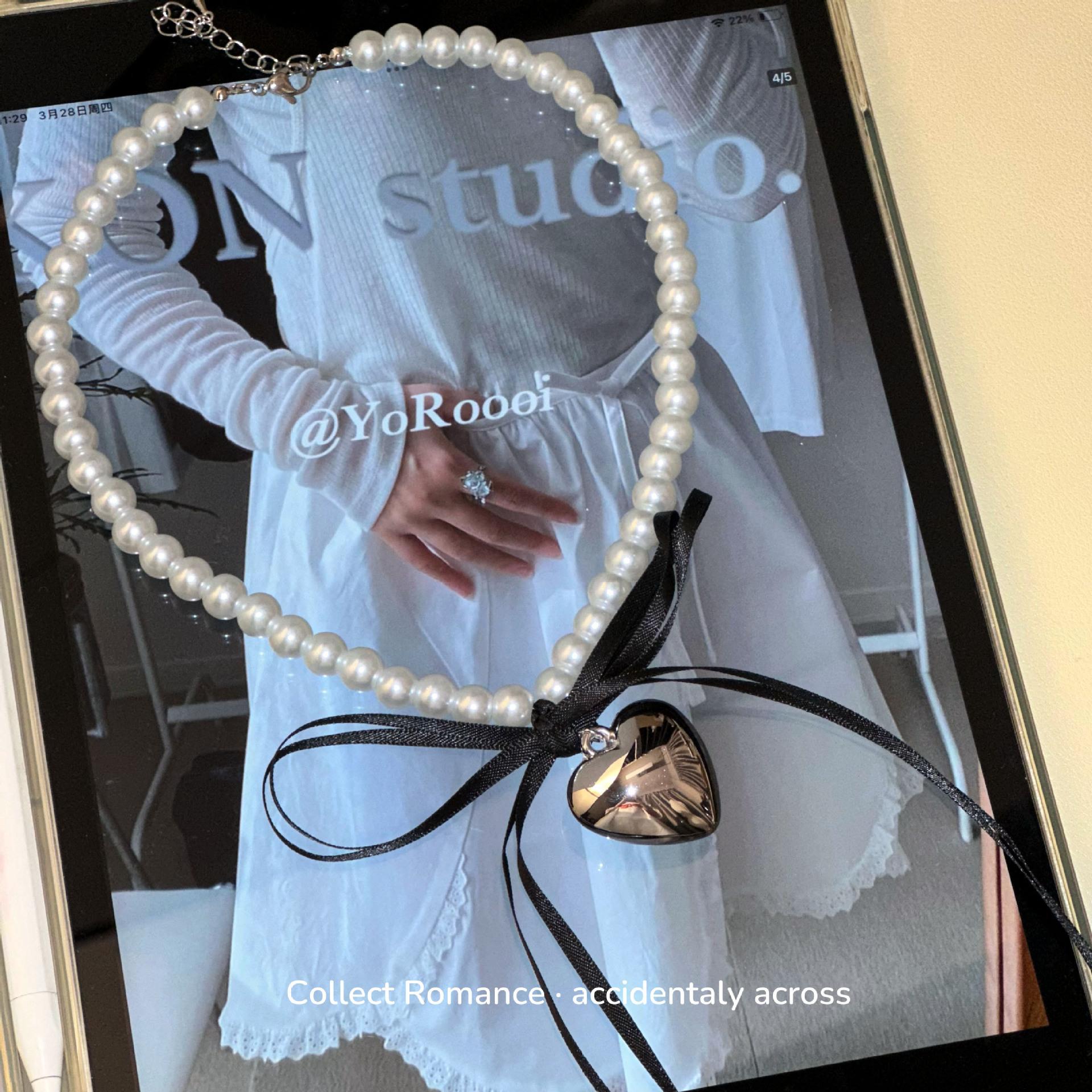 Летняя милая металлическая подвеска  Любовь  с бантом, жемчужное колье, женская нишевая, милая, крутая, темпераментная цепочка на ключицу