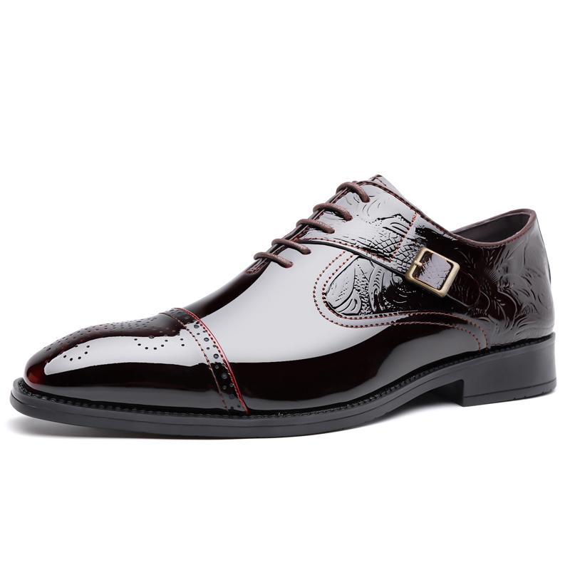 Hot Selling Men's Loafer Europe America Pointed Luxury Glossy Dress Shoes Retro Brown Men's Business Shoes Big Size 38-48