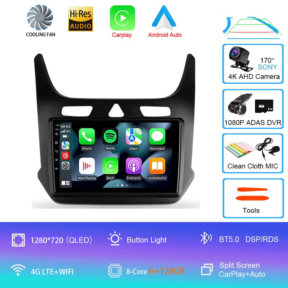 Car Radio Android 14 Carplay for Chevrolet Cobalt 2 2011-2018 Multimedia Video Player WIFI+4G GPS 2Din DVD Head Unit Stereo QLED