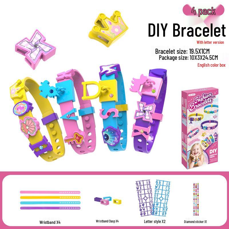 DIY Beaded Bracelet & Watch Strap for Girls - Educational Cartoon Design with Letters