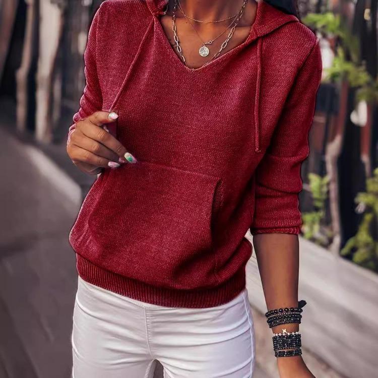 Hoodies Fashion Women Long Sleeve Solid Color Print Casual Sweatshirts Hooded