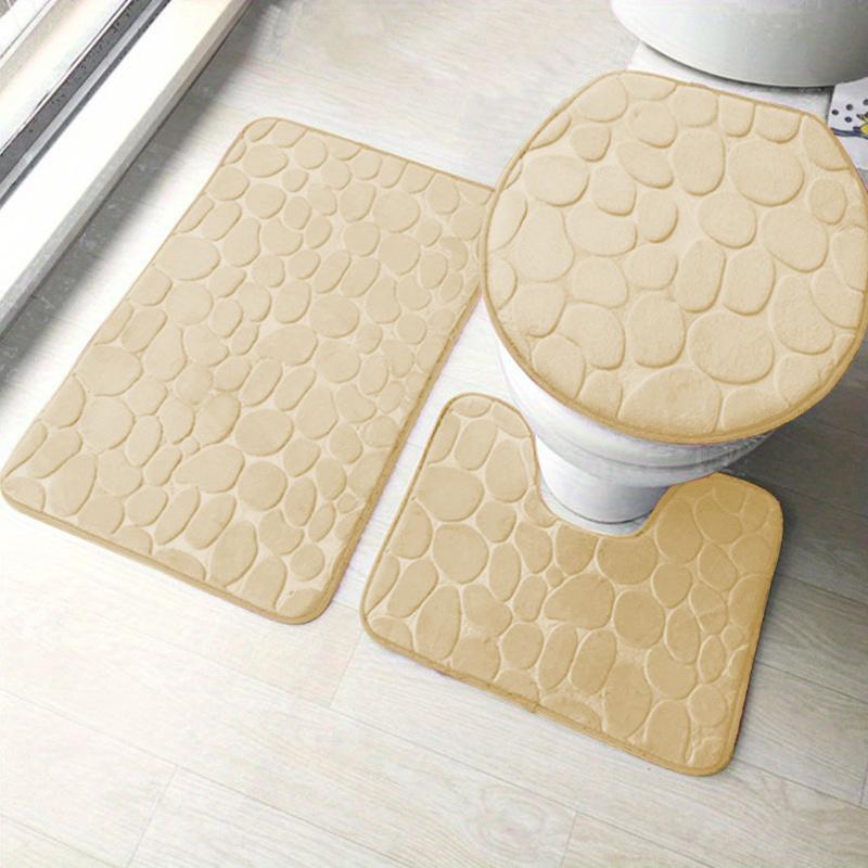 1 st enfärgad enkel badrumsabsorberande halkfri golvmatta stenmönster, bekväm och mjuk, kan kombineras efter behag