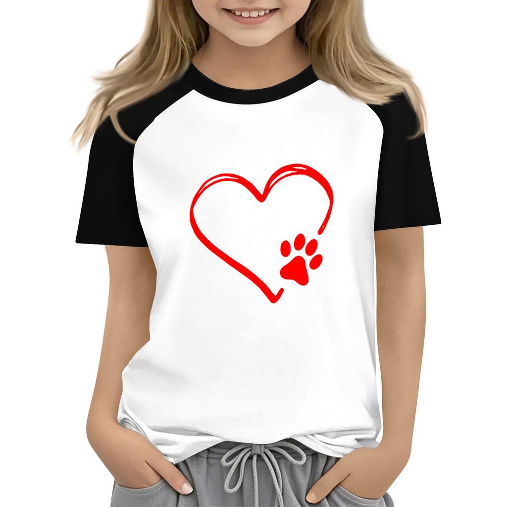 Oberteile für junge Mädchen 4-16 Jahre Rundhals Kurzarm Trendige Oberteile