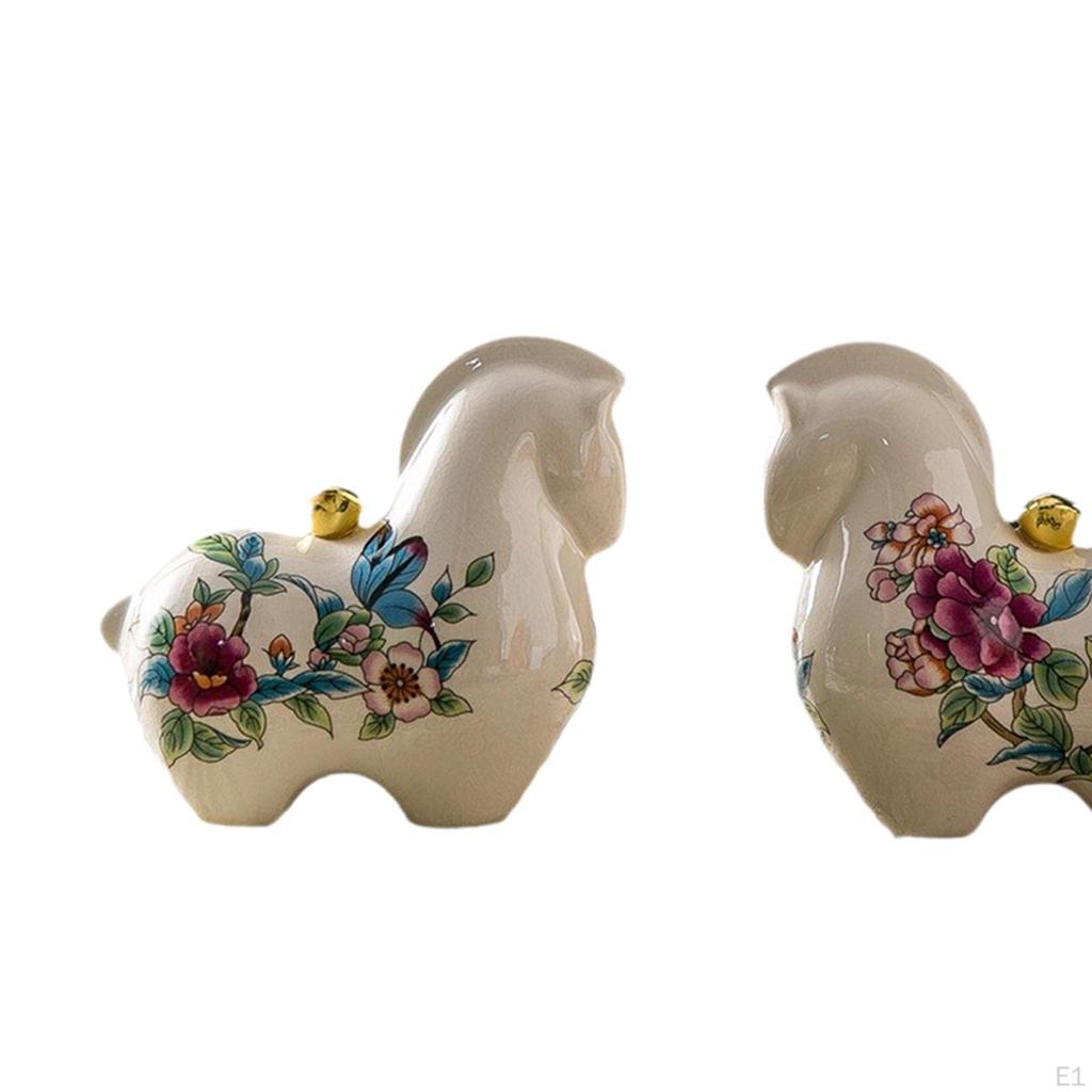 Horse Ingot Figurine Sculpture Ceramic Feng Shui Decor Desktop Ornament for Store Spring Festival