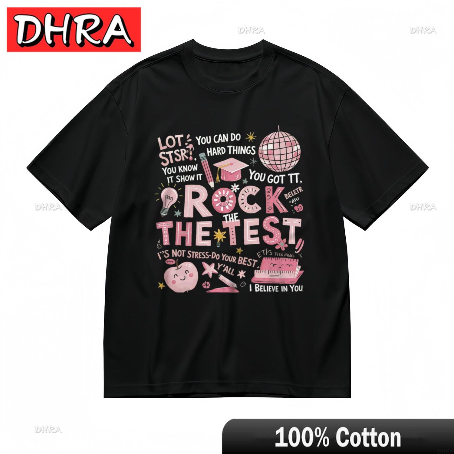 

Womens Fashion Classic TShirt Rock The Test with Pencil Cap Design Tee Modern Retro Cool Tshirts Tops for Women TShirt Hombre 4XL