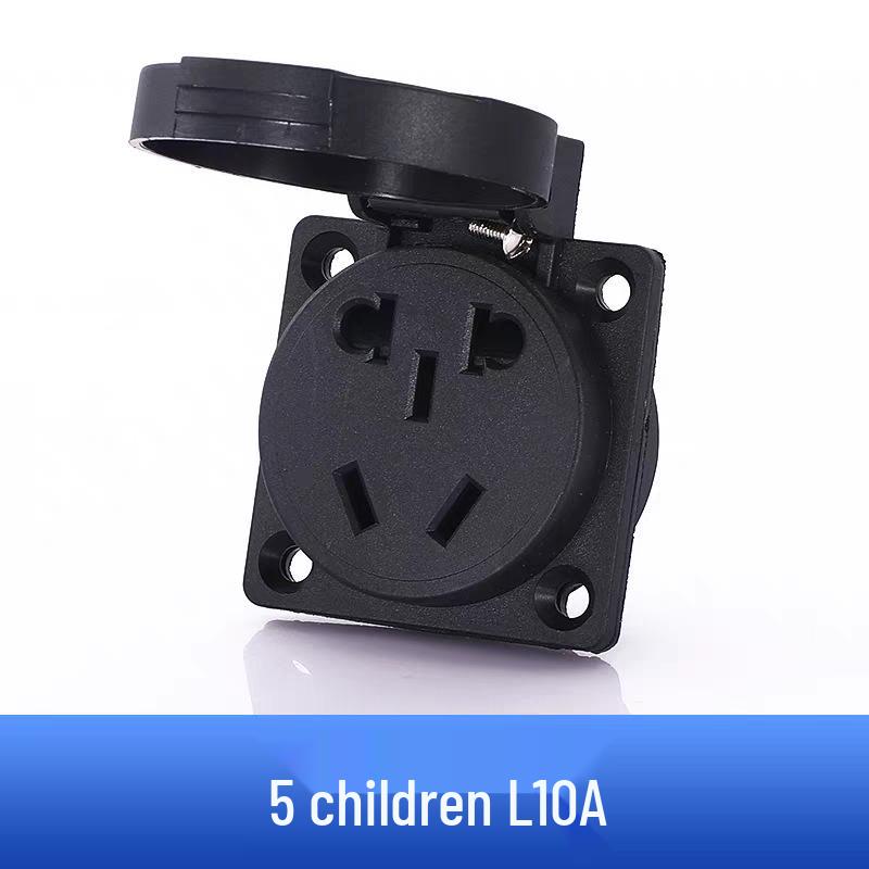 IP54 Waterproof 220V 10A 5-Hole Dustproof Socket with Flip Cover