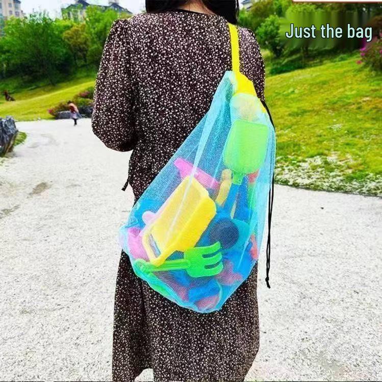 

Children s Beach Mesh Toy Bag - Large Capacity Seaside & Water Play Storage Bag for Outdoor Swimming синий