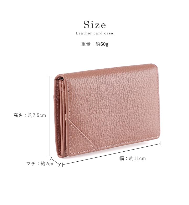 Lizdays Business Card Holder for Genuine Large Brand Name Business Card Case with Thin Design Pink x Women, Leather, Capacity, Dividers, (Salmon Gold)