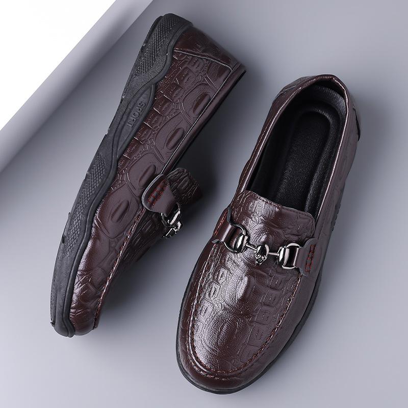 

Casual leather shoes crocodile pattern 2025 autumn business men s shoes one pedal new men s leather shoes men s Doudou shoes 44