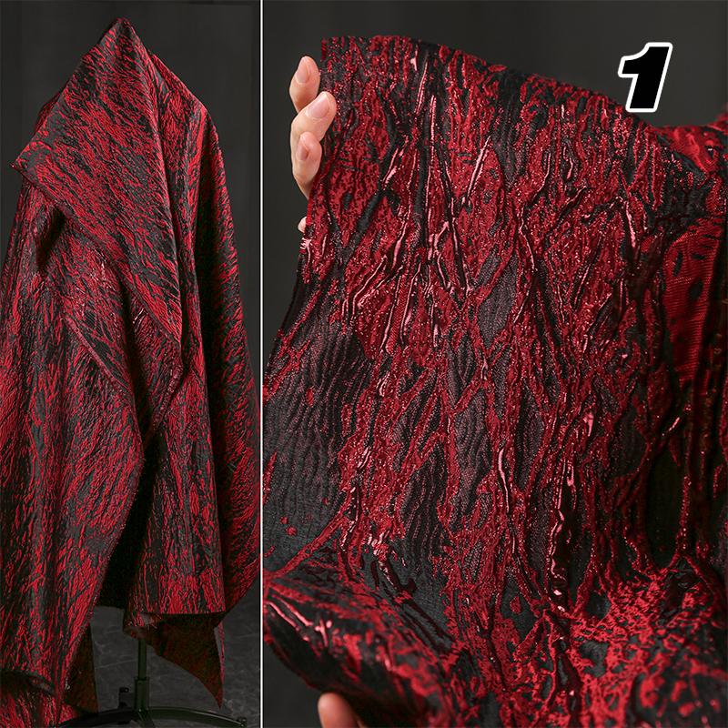 Super Concave And Convex Texture Green-Gold Plated Jacquard Embossed Fabric Skirt Cheongsam Dress Hanfu Retro Designer Fabric