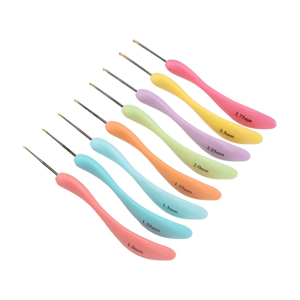 8pcs Crochet Hooks Ergonomic Design Iron Material Bend Handle Knitting Needles Set for Making