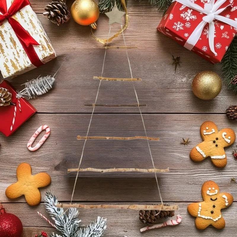 DIY Christmas Wall Decor 1/5/7 Tiers Wooden Hanging Christmas Decorations For Home Window Door Outdoor Indoor Xmas Tree Ornament