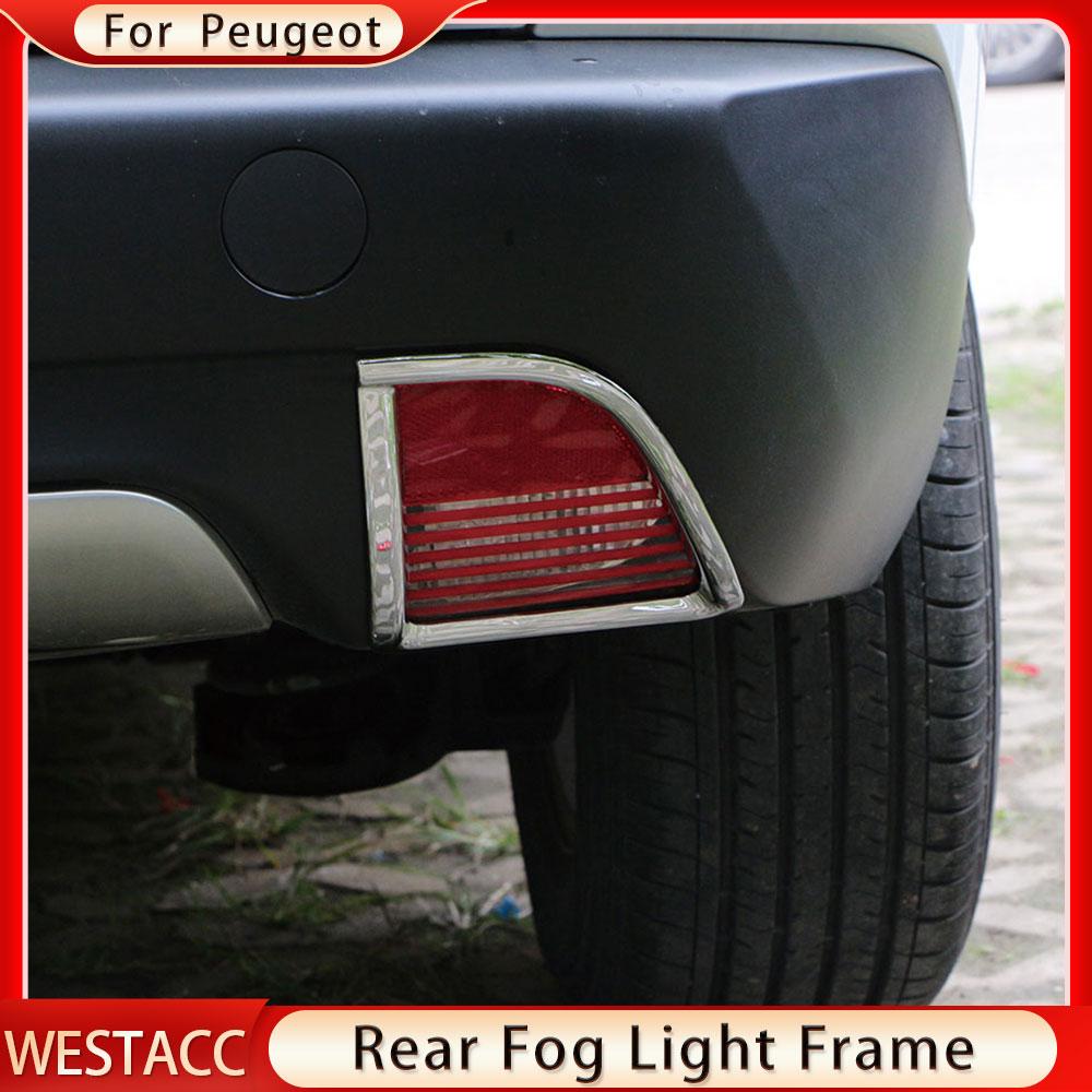 2PCs ABS Chrome Car Rear Back Fog Light Lamp Frame Decoration Sticker Cover Trim for Peugeot 2008 2014-