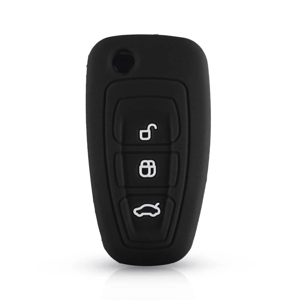 KEYYOU 3 Tasten Silikon Auto Fernbedienung Schlüsselanhänger Abdeckung Hülle Für Ford Ranger C-Max S-Max Focus Galaxy Mondeo Transit Tourneo Custom