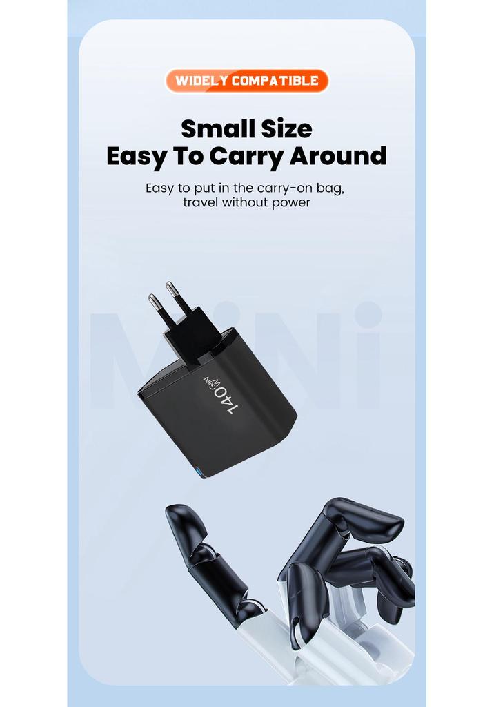 140W GaN Multi-Port Charger: Type-C Plug Adapter with US/EU/UK Standard, PD Fast Charging