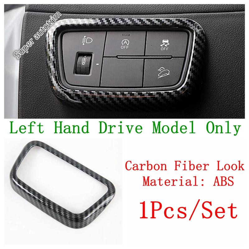 ABS Car Head Light Lamp Headlight Adjustment Button Cover Trim Carbon Fiber Accessories For Hyundai Tucson NX4