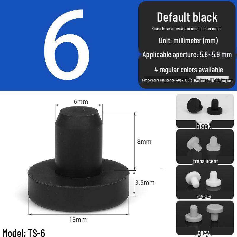 Black High-Temperature Resistant T-Shaped Silicone Stopper - Round Hole Rubber Gasket & Shock-Absorbing Blind Plug