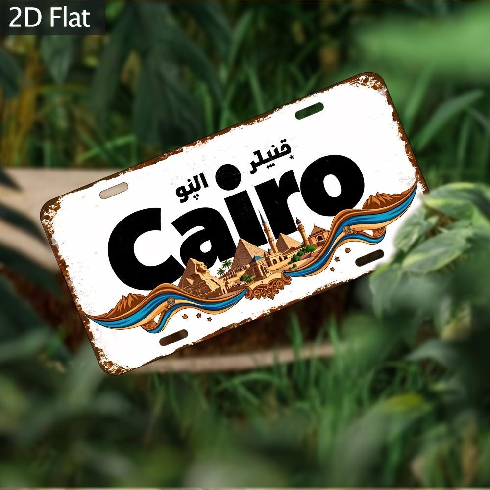 

Cairo Egypt Pyramids Nile River License Plate Style D Flat Printing Metal Tin Sign Egyptian Travel Themed Decorative Aluminu 15x30cm(5.9x7.8inch)