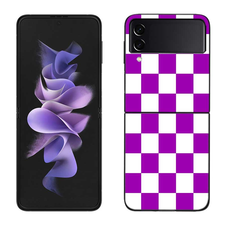 Retro Klassisches Schachbrett Gitter Handyhülle Für Samsung Z Flip 7 6 5G Galaxy Z Flip 5 4 3 Schwarz Hart Cell Hülle Luxus PC Schale C