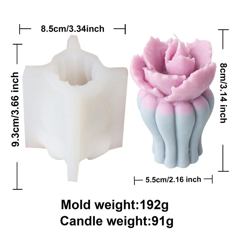 3D Succulent Flower Plant Flower Vase Shaped Candle Silicone Molds DIY Scented Aromatherapys Making Mould Handmade Ornament Mold