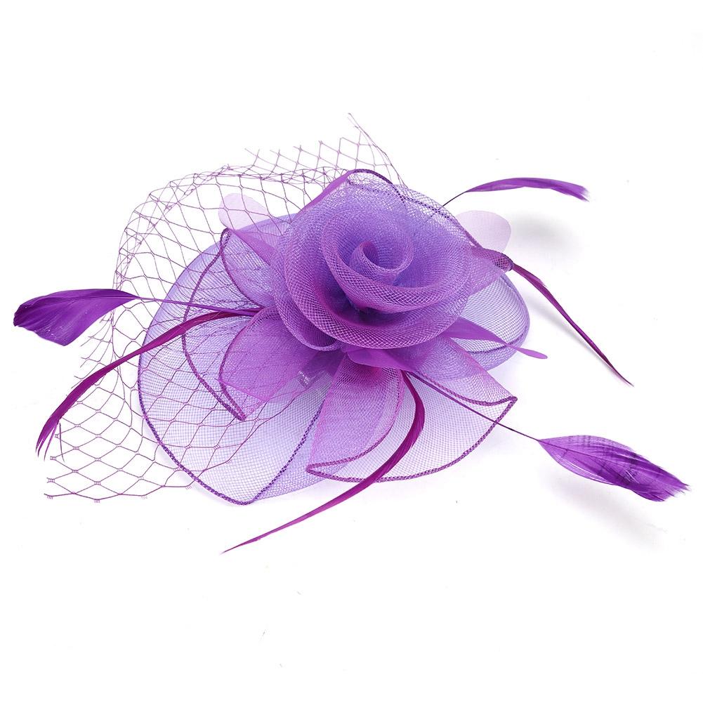 Ladies Gauze Hat Bridal Wedding Birdcage Fascinator Hair Accessory (Red)