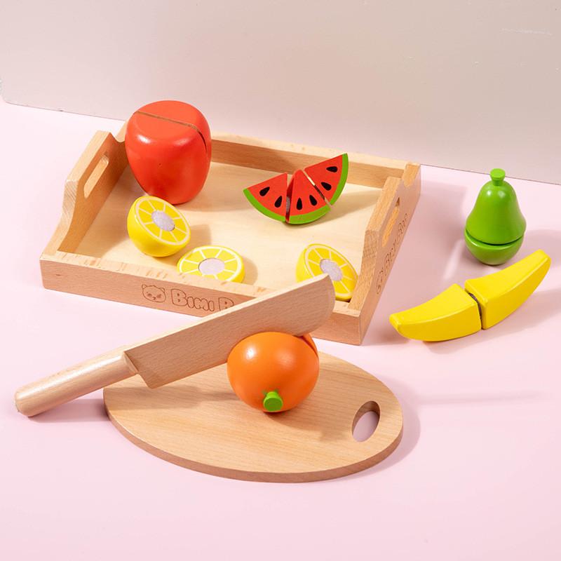Wooden Vegetable Fruit Playset Kids Magnetic Cutting Hand Eye Coordination