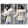 Women Padded Jacket Thickened Plush Lined Coat with Drawstring Waist Winter Warm Puffer
