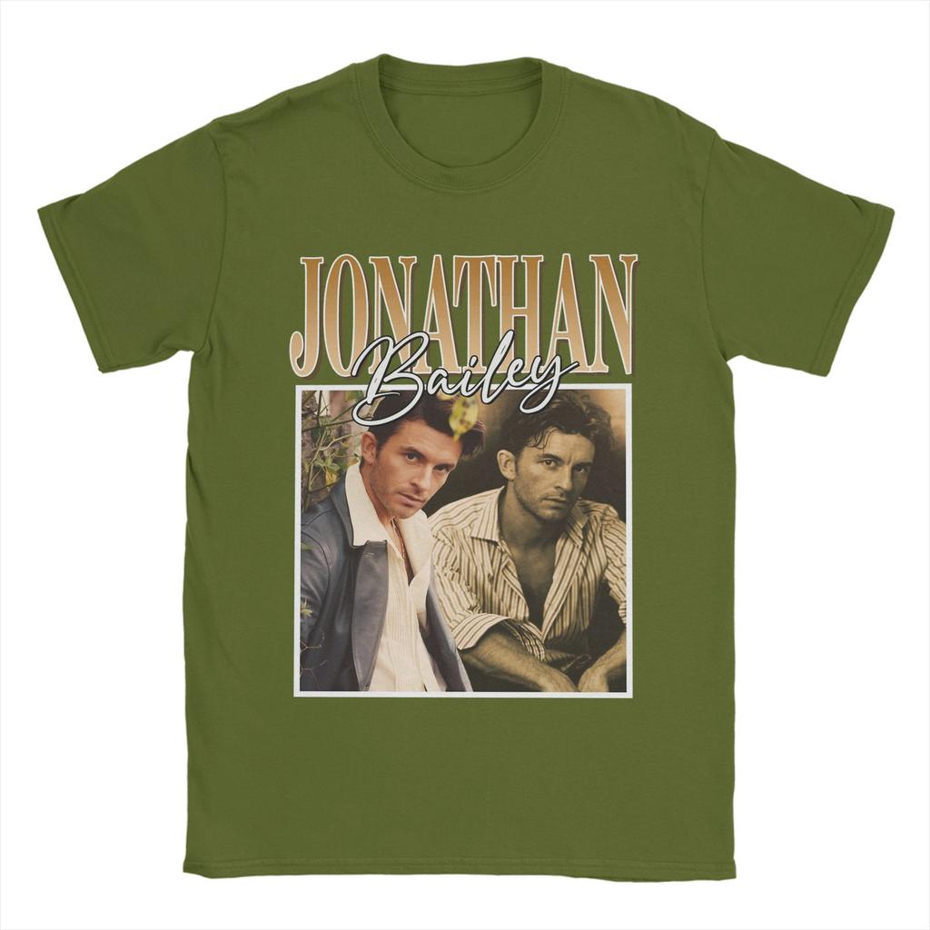Jonathan Bailey Herren T-Shirts Lässiges T-Shirt Kurzarm Rundhals T-Shirts Reine Baumwolle Übergröße Tops