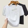 Retro Slanted Neck Chiffon Shirt for Women New Women's Chinese Style Short-sleeved T-shirt Design Slanted Slanted Trouser Top