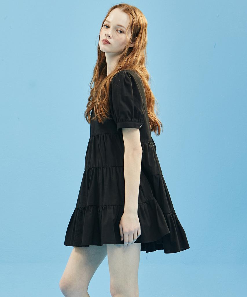 Manavis Seven Tiered Strap Dress [Black]