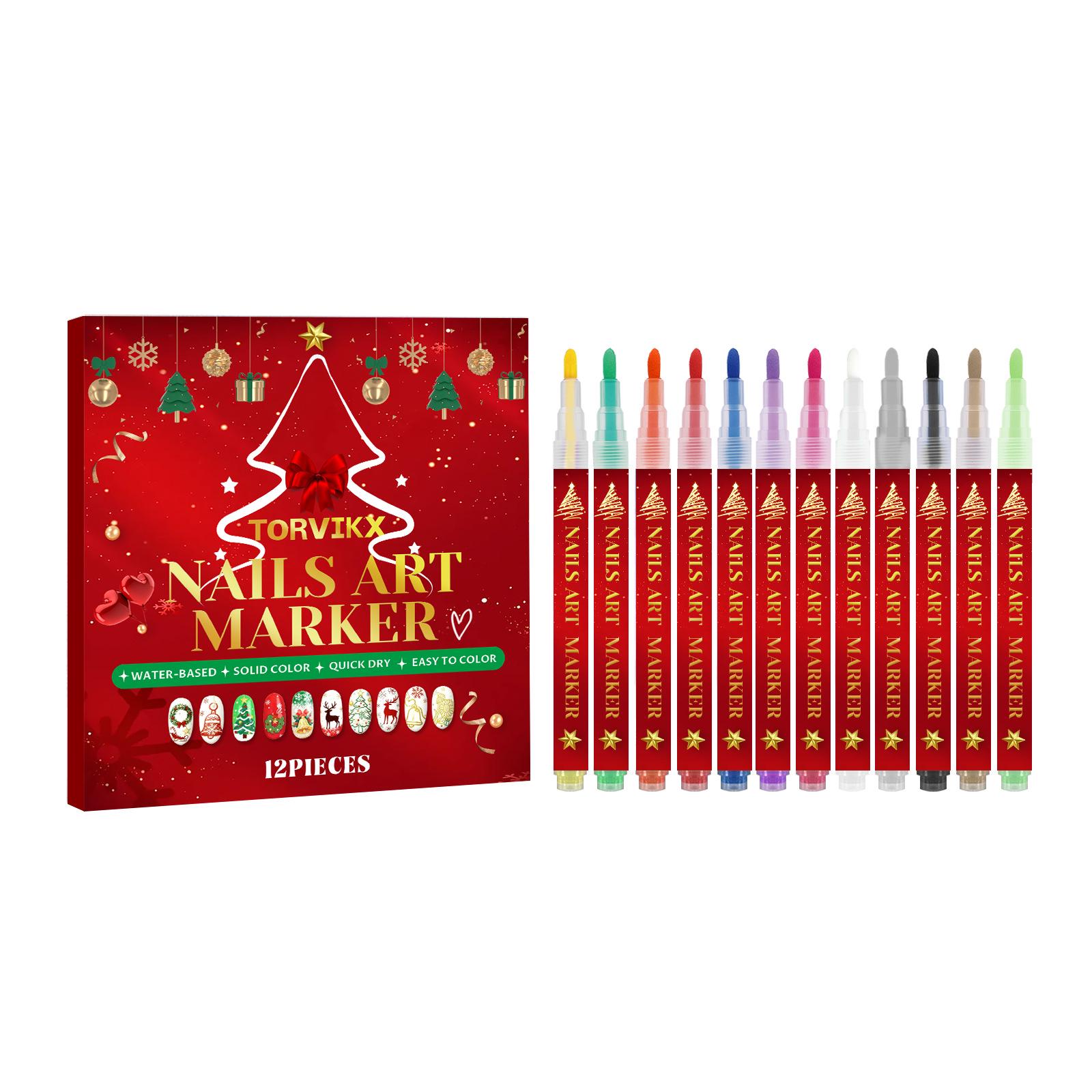 

TORVIKX DIY Christmas Nail Art Pen: Fine Tip, Easy to Use for Home Nail Painting.