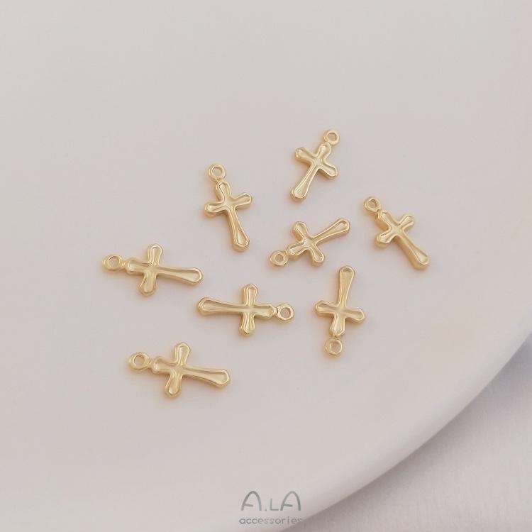 

Кулон-крест из золота 14 карат с удлинителем, шарм для браслетов и серег DIY