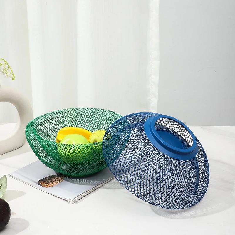 Iron Fruit Basket Modern Minimal Metal Snack Tray Coffee Table Centerpiece For Living Room Couples Christmas Gift