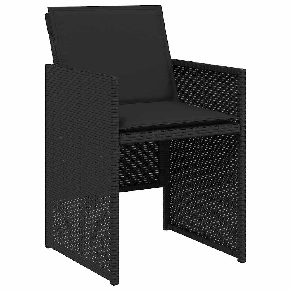 Vidaxl 11-Cz. Garden Furniture Set, With Cushions, Black PE Rattan